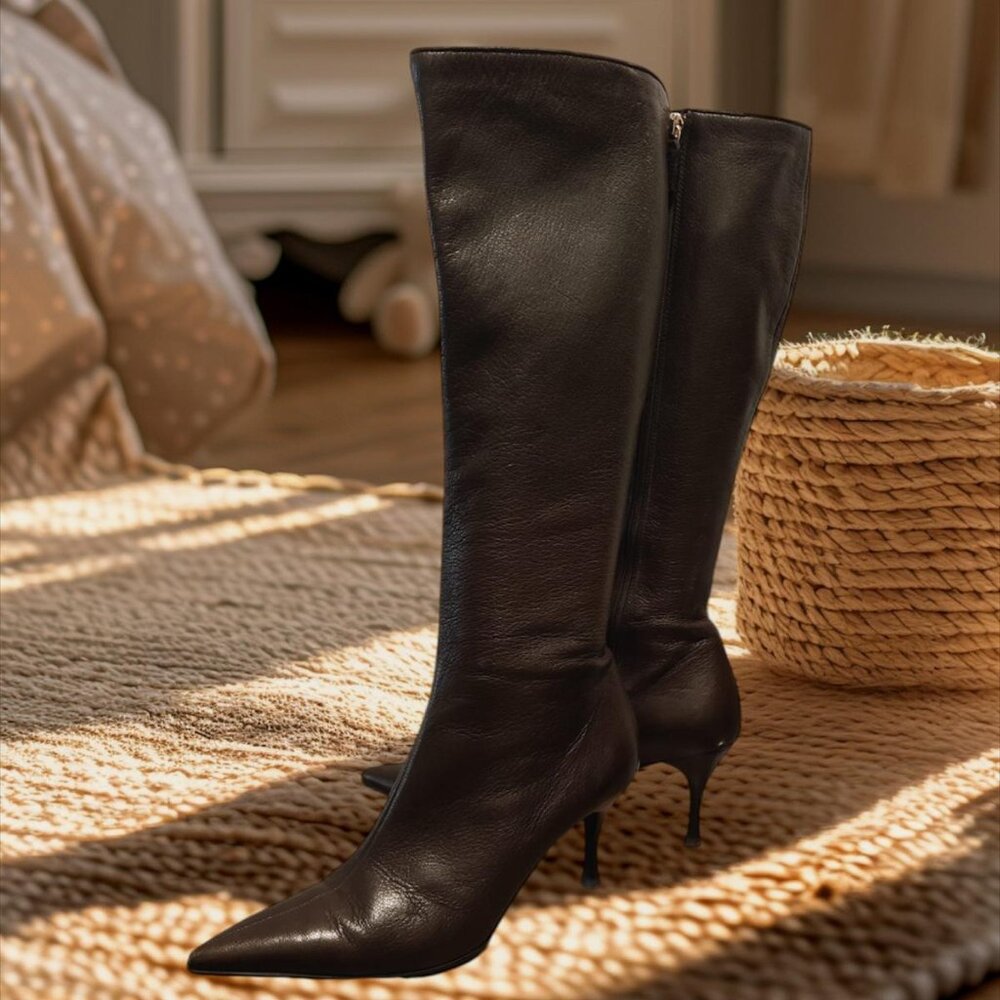 Gucci Dark Brown Leather Heeled Boot 163369